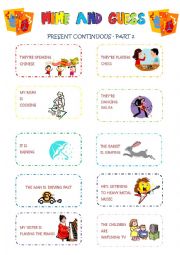 English Worksheet: ***Mime and Guess*** - Present Continuous - Part 2