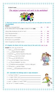 English Worksheet: the personal pronouns and verb to be