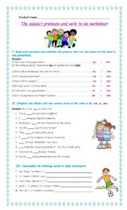 English Worksheet: the personal pronouns and verb to be