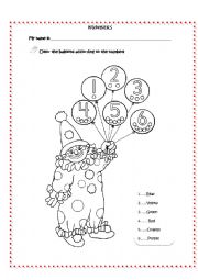 English Worksheet: COLORS AND NUMBERS 
