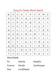 Kung Fu Panda Word Search