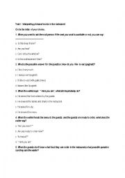 English Worksheet: Restaurant Dialogues