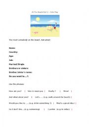 English Worksheet: At the beach part 2 - role play