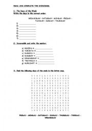 English Worksheet: Days of the week - elementary