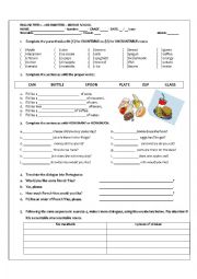 English Worksheet: MIDDLE SCHOOL TEST ON COUNTABLE AND UNCOUNTABLES NOUNS