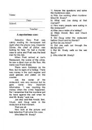 English Worksheet: A mysterious case