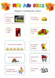 English Worksheet: ***Mime and Guess*** - Present Continuous - Part 3