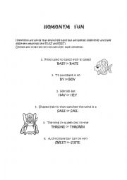 English Worksheet: HOMONYM