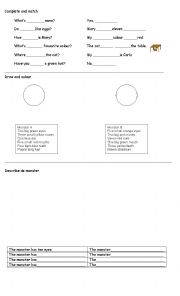 English Worksheet: Body parts and personal questions