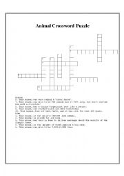 English Worksheet: Animal Crossword Puzzle