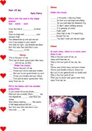 Having fun with listening comprehension : Song : Part of me (Katy Perry) - with answer key