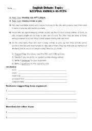 English Worksheet: Keeping Animals as Pets