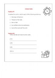 English Worksheet: action verbs