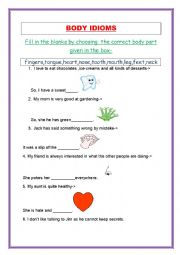 English Worksheet: body Idioms