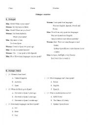 English Worksheet: reading -- country 1 (dialogue )