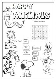 English Worksheet: ANIMALS