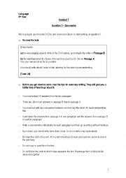 English Worksheet: IGCSE - Summary Writing (question 3)