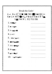 English Worksheet: Break the Code - Planets