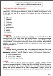 English Worksheet: Objectives of Business Communication