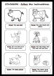 English Worksheet: COLOURING - follow the instructions