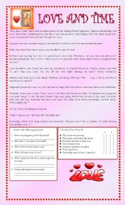 English Worksheet: LOVE AND TIME 