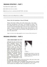 English Worksheet: Reading Strategy and Grammar