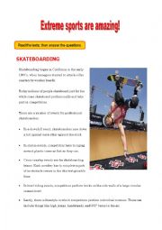 English Worksheet: Extreme sports are amazing!