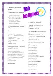 English Worksheet: Walk Foo Fighters