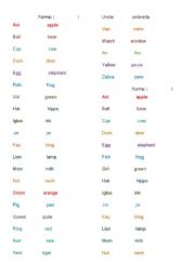 English Worksheet: A to Z words reading practice