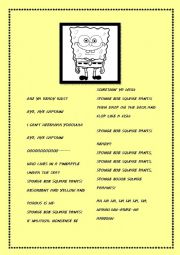 English Worksheet: Sponge Bob Square Pants