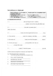 English Worksheet: Past continuous vs Past simple