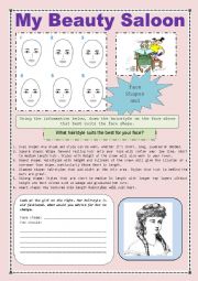 English Worksheet: MY BEAUTY SALOON READING AND WRITING