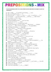 English Worksheet: PREPOSITIONS (+key)