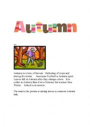 English Worksheet: Autumn  has key
