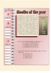 English Worksheet: the months of the year