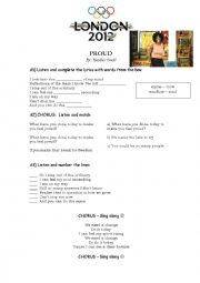English Worksheet: PROUD - Olympic Games 2012 Song