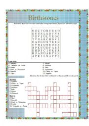 English Worksheet: Birthstones---- works with months  Key