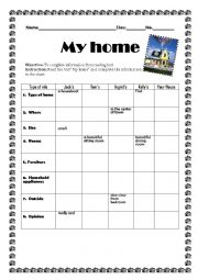 English Worksheet: My home