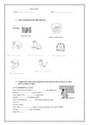 English Worksheet: Test on there is - there are and prepositions of place