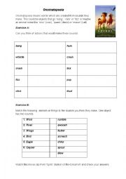 English Worksheet: Onomatopoeia Worksheet