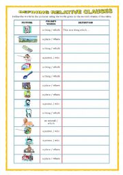 defining relative clauses - give definitions