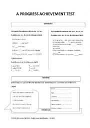 English Worksheet: a test for young learners in Turkey for A1 level