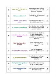 English Worksheet: Common Proverbs & Sayings Puzzle