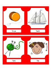 English Worksheet: Alphabet Words - Y  (flash cards)