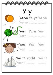 English Worksheet: Alphabet Writing Worksheet Y