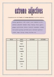 2 pages of activities, with key, to develop your students vocabulary about adjectives