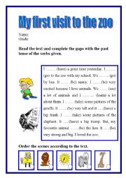 English Worksheet: My first visit to the zoo