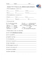 English Worksheet: Verb to be exercises