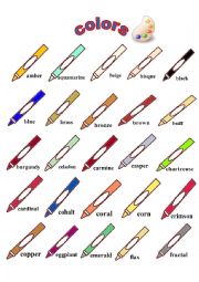 English Worksheet: colors names