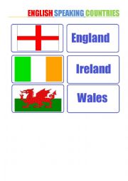 English Worksheet: English Speaking Countries 3 pages, 18 cards!!!